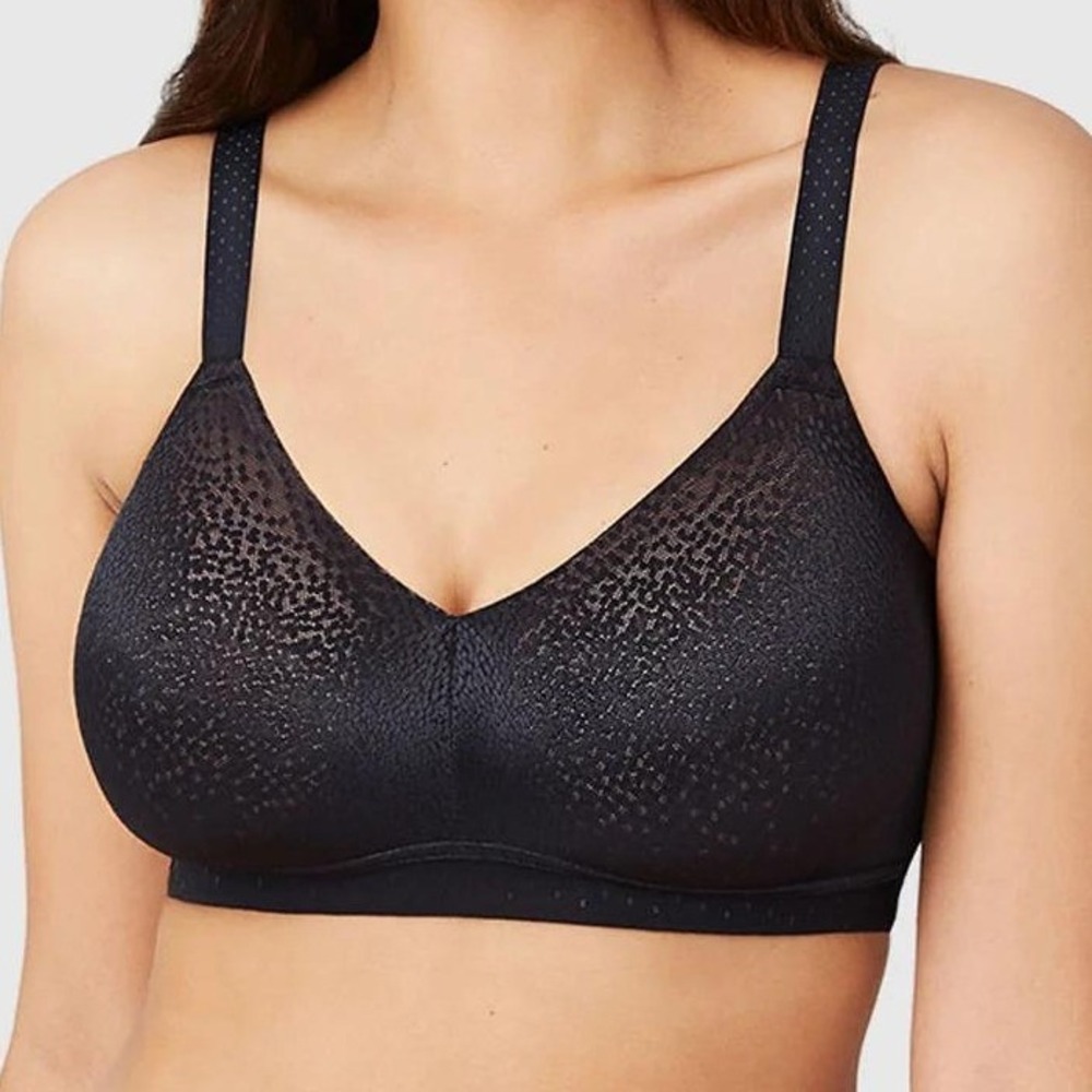 Wacoal 852303 Back Appeal Wireless Mesh Dot Comfort Bra Minimalist Black 38D